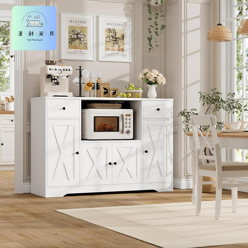 Amazon Dining Door Side Cabinet Farmhouse Barn Cabinet Modern Farmhouse Buffet Sideboard with Drawers and Shelves