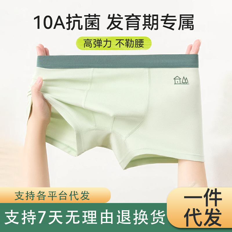 Teen Underwear Boys Development Period Pure Cotton Category a 12-18 Years Old Boys Middle and Large Kidsren Large Size Junior High School Students