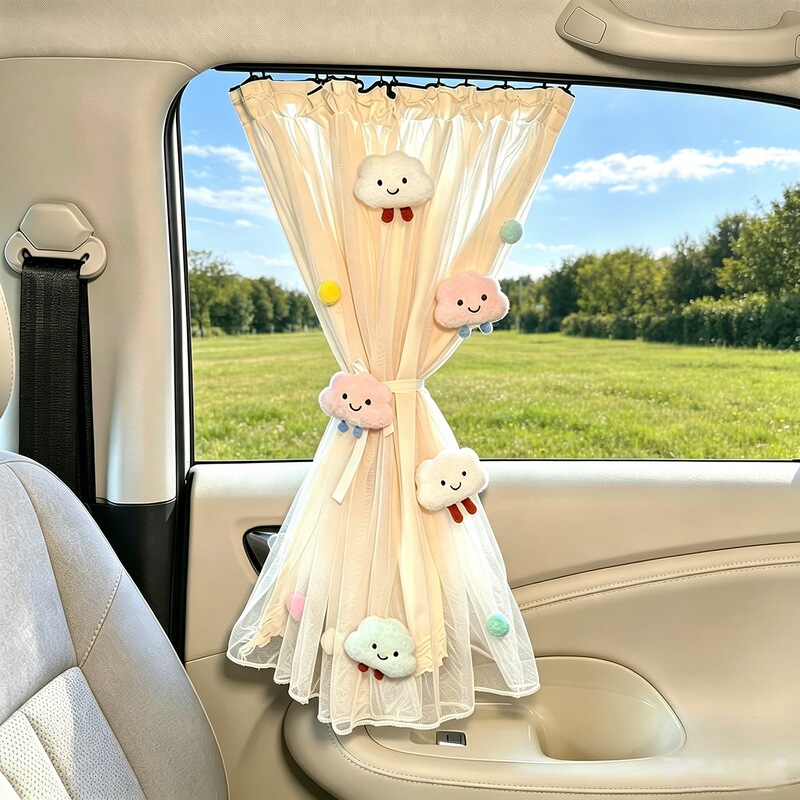 Car Sunshade Curtains, In-Car Sunshade Curtains, Car-Mounted Privacy Curtains for Sleeping, Baby Car Curtains with Track-Mounted Installation