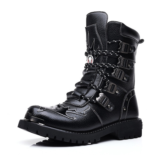 Men's boots for autumn and winter middle-height riding boots, long boots, working boots, men's big-head leather boots, thick sole, large size, long Martin boots, fashionable