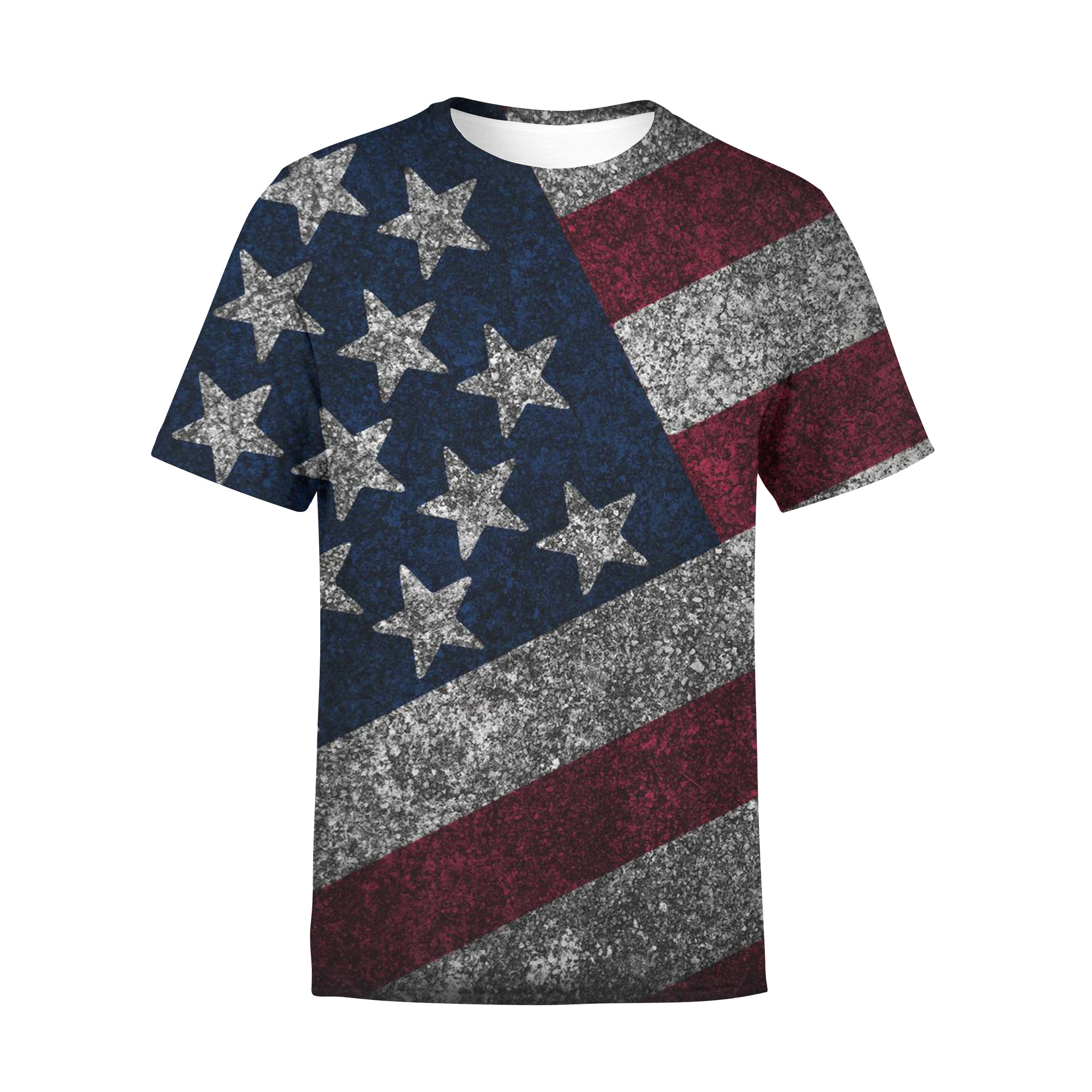 2022 verano nueva manga corta 3D Impresión digital bandera americana hombres y mujeres ropa camiseta suelta