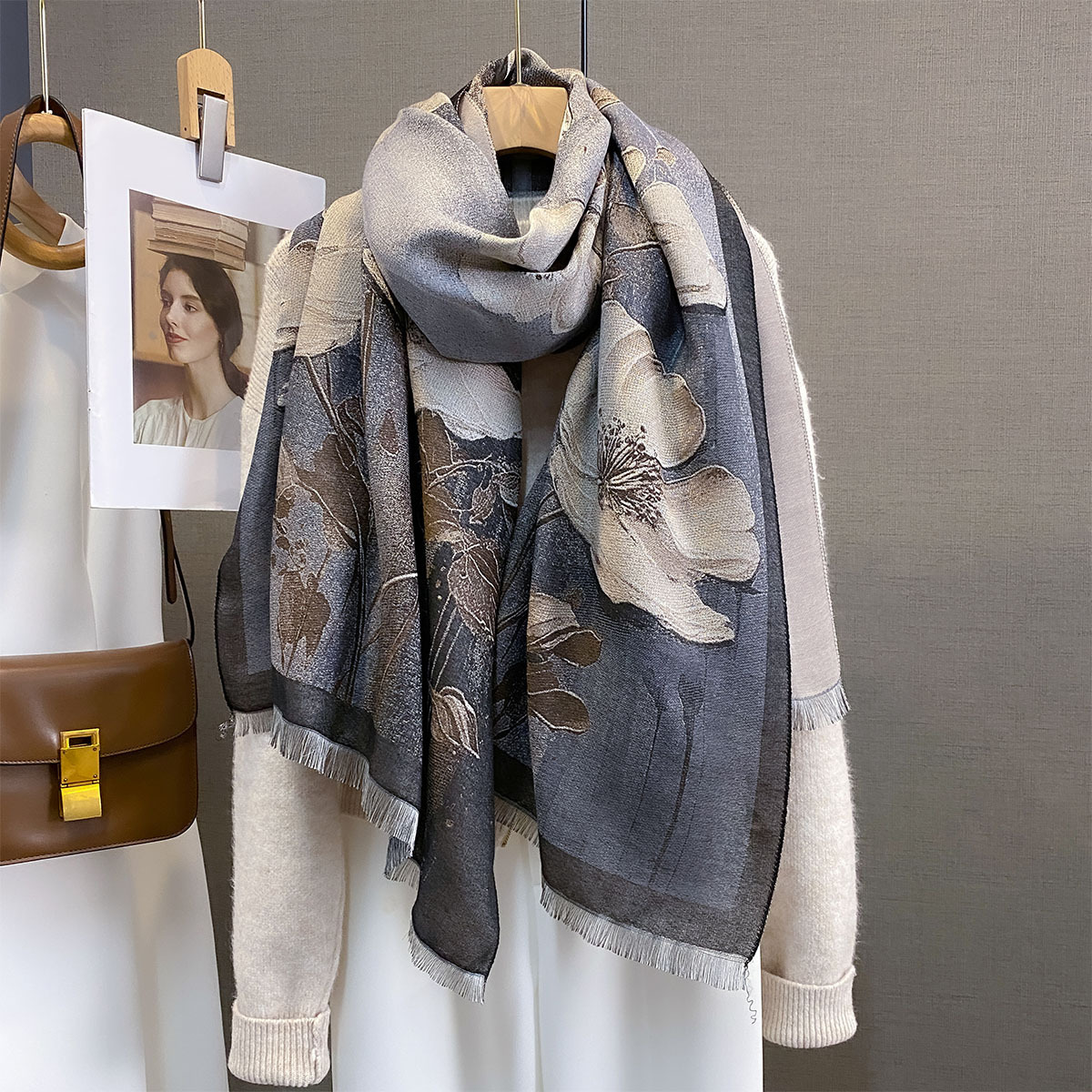 Nieuwe herfst/wintercollectie 2026: Kasjmiersjaal voor dames, luxe uitstraling, lichtgewicht wintercape met H-letter, dikke en warme nekbedekking_voghion.com