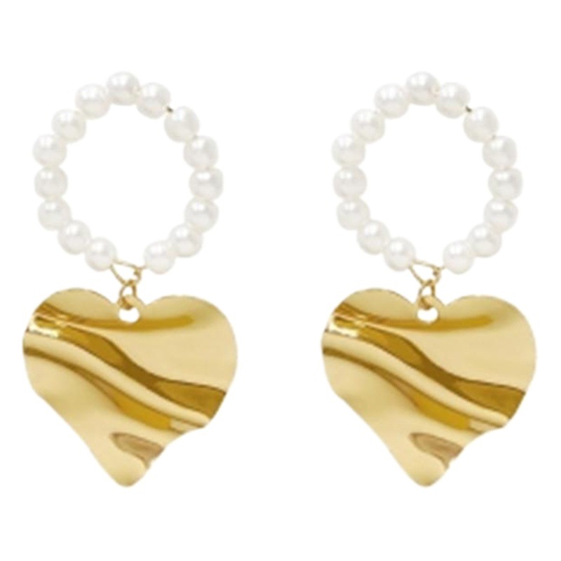 Pendientes grandes con forma de corazón de perlas, diseño moderno y exagerado, estilo de celebridad de internet, para mujer.