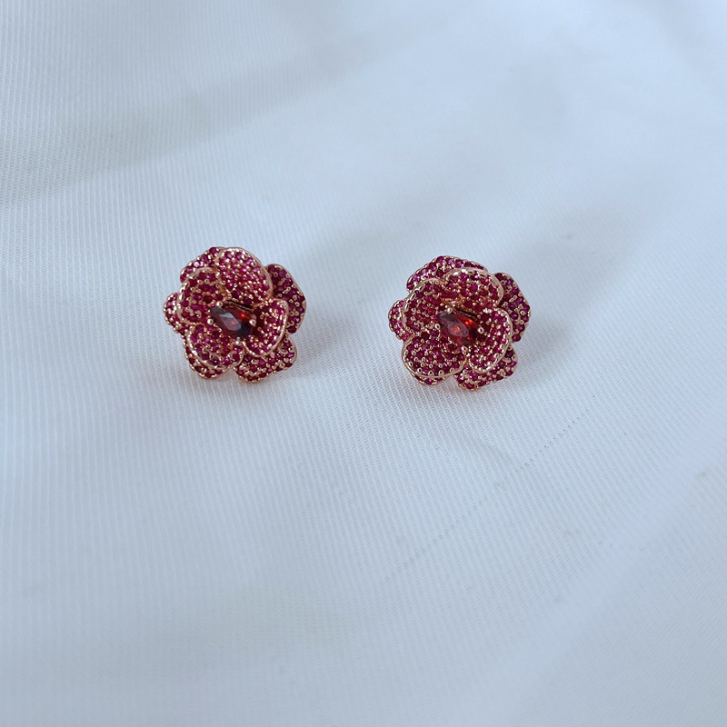 Fashionable small design fuchsia stone inlay