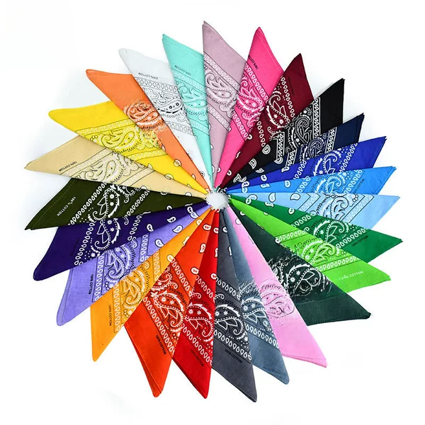 Factory Wholesale European and American Cashew Flower Square Scarf Outdoor Sports Cycling Hip-Hop Spot Pure Cotton Insect Printed Headscarf