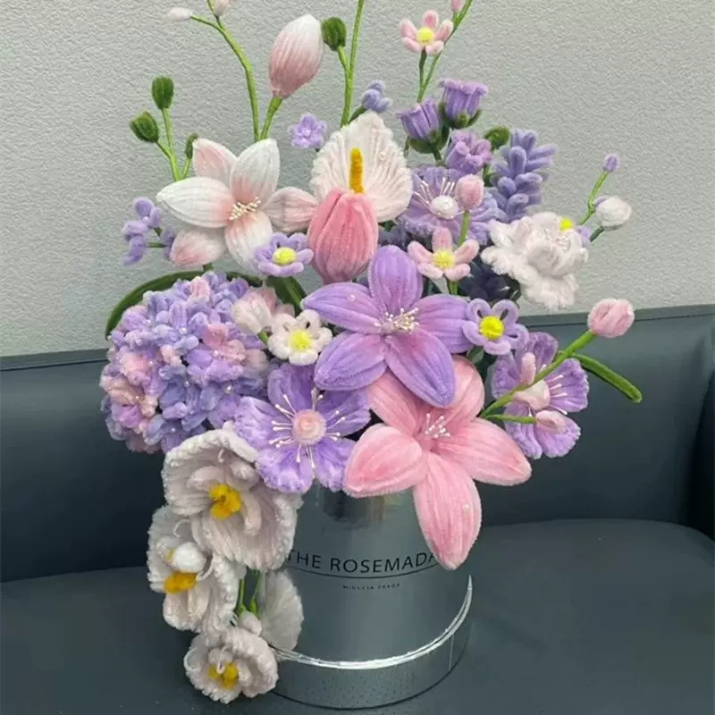手工编织花束diy材料包自制扭扭棒成品抱抱桶仿真花送女朋友闺蜜