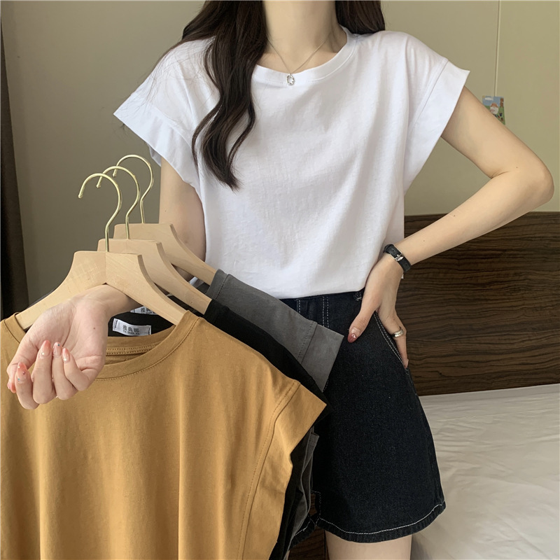 Summer Sleeveless T-Shirt for Women, Chic Niche, Flying Sleeves, Right Shoulder, Round Neck Top, Loose Bottoming Shirt, Vest, Dropped Shoulder Sleeves Summer Sleeveless T-Shirt for Women, Chic Niche, Flying Sleeves, Right Shoulder, Round Neck Top, Loose Bottoming Shirt, Vest, Dropped Shoulder Sleeves