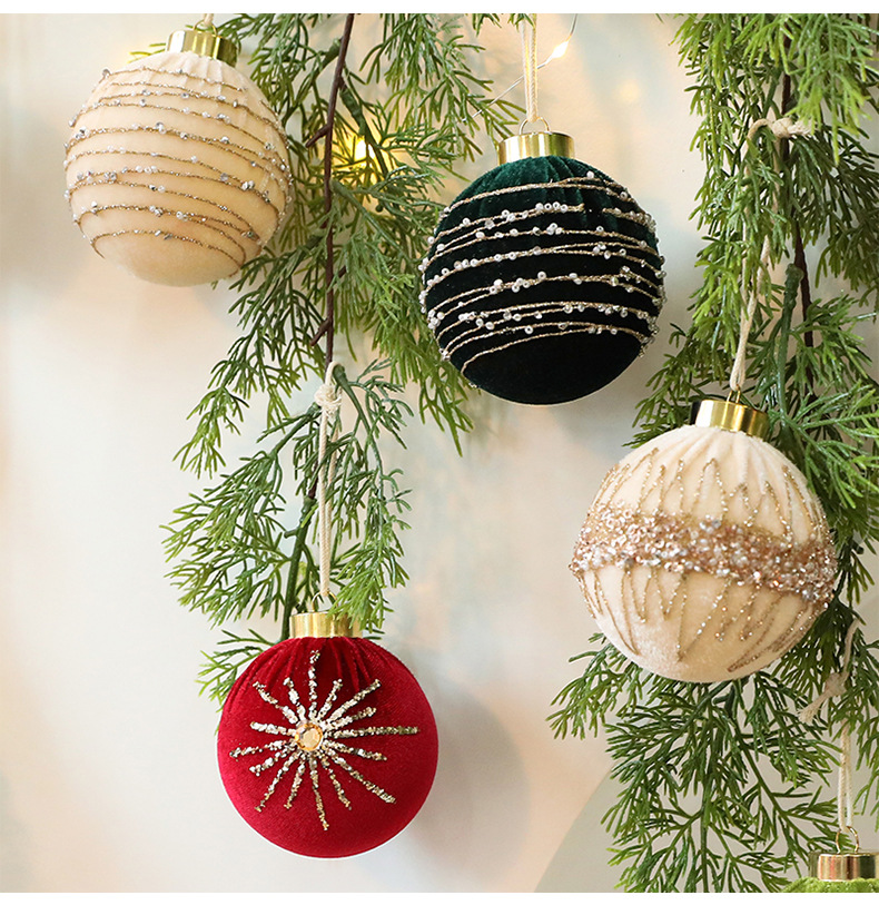 8cm Velvet Christmas Ornaments With Rhinestones – Set Of 12 Premium Decorative Balls For Tree & Home_voghion.com