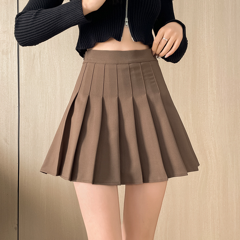 Korean style pleated skirt women's spring and autumn 2024 new high waist A- line slimming summer black suit skirt jk skirt