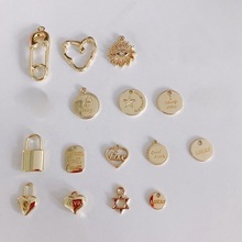 保色包金爱心星星合金吊坠diy手作项链手链饰品配件材料