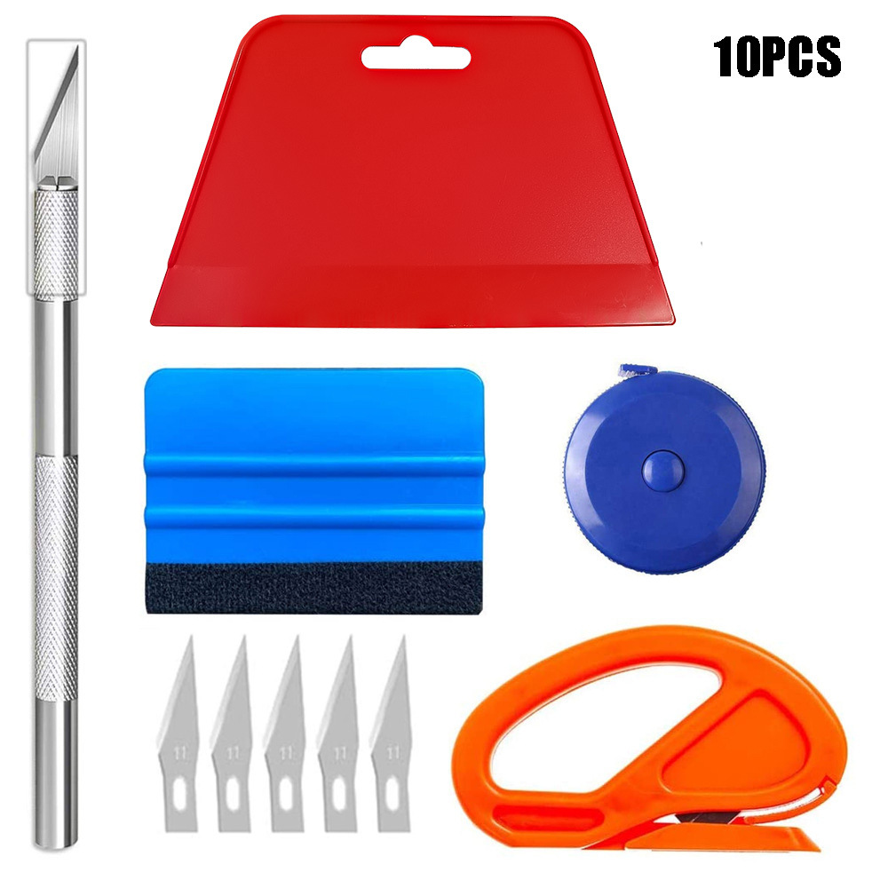 跨境10件套汽车贴膜双面刮板工具套件 铝合金材质刻刀具组合|ms