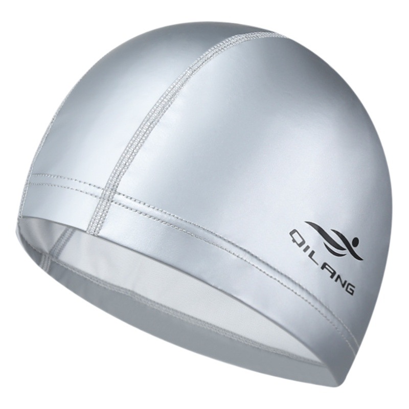 Gorro de natación impermeable para adultos, revestimiento de PU, unisex, protección para el cabello, protección para los oídos, gorro de natación que no aprieta, logotipo personalizado al por mayor