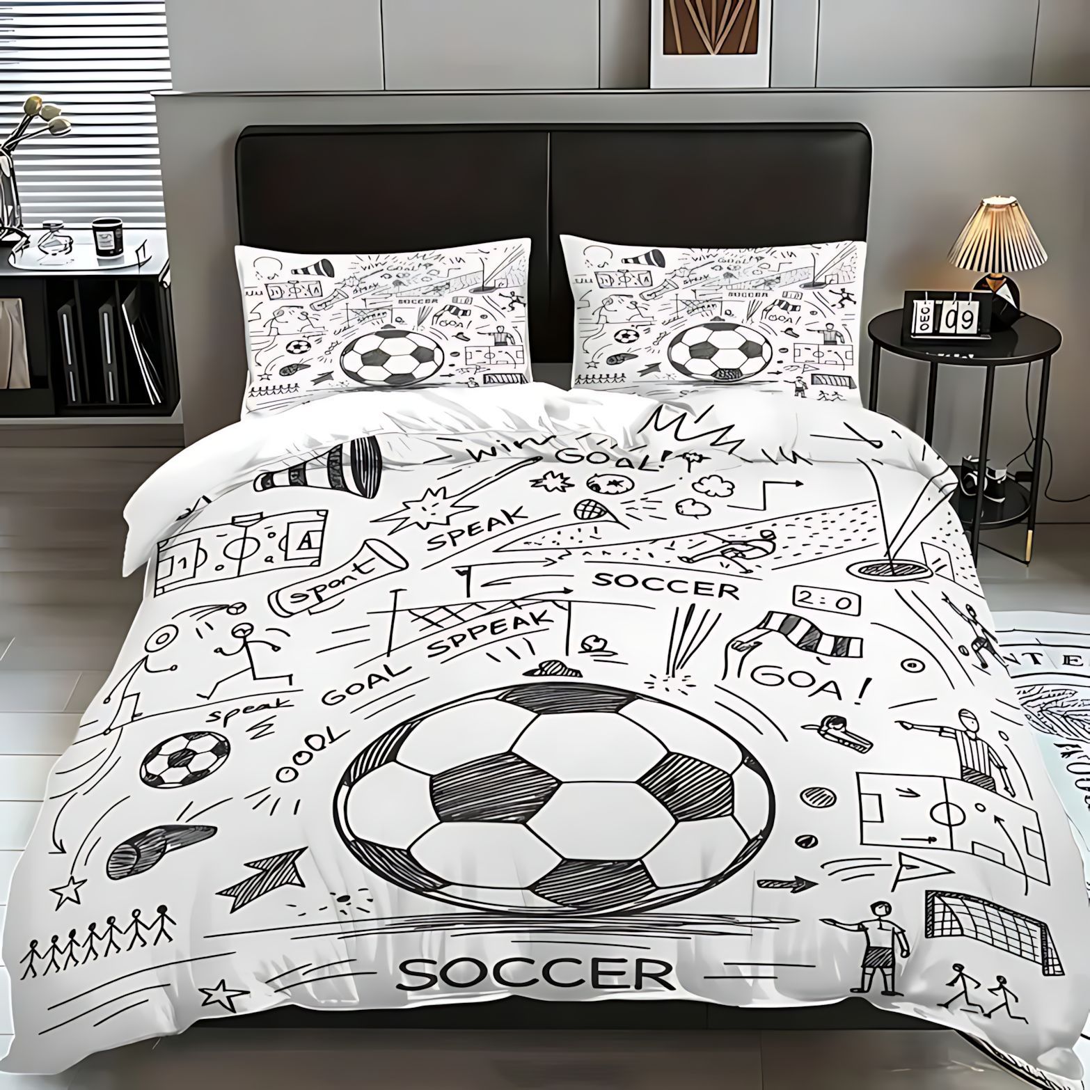 TEMU / JIT Sports League Patterns Football HD Digital Print Soft Comfortable Cover Kit de ropa de cama