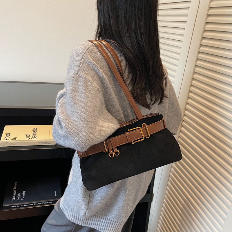 French Retro Large Capacity Shoulder Underarm Bag For Women 2025 New Autumn/Winter Versatile Commuter Baguette Bag - Thumbnail 7