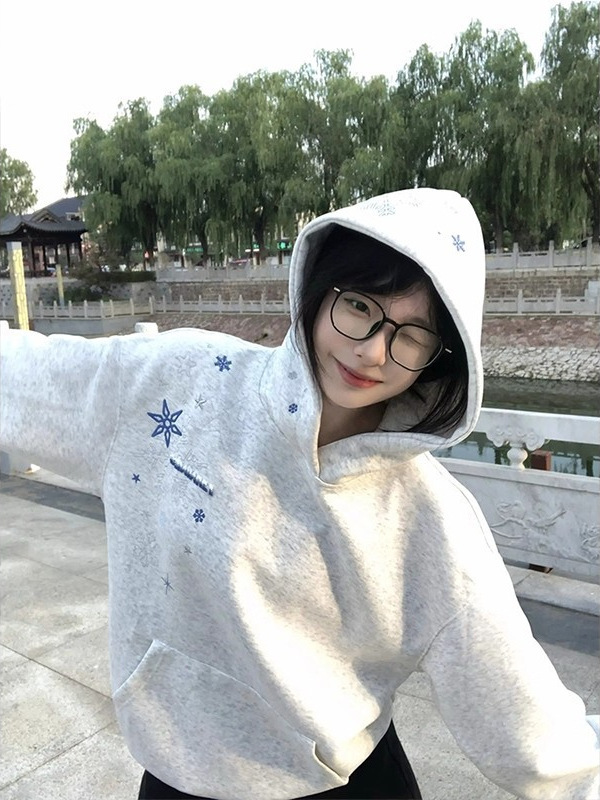 美式复古雪花刺绣连帽卫衣男女秋高级感重磅情侣外套cleanfit上衣|undefined