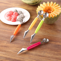 Double-head stainless steel fruit scooping spoon corrugated carving knife watermelon fruit platter scooping scoop multi-function