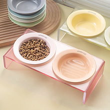 韩国bd同款飞碟宠物碗猫粮碗饮水碗陶瓷猫碗防黑下巴狗碗宠物用品