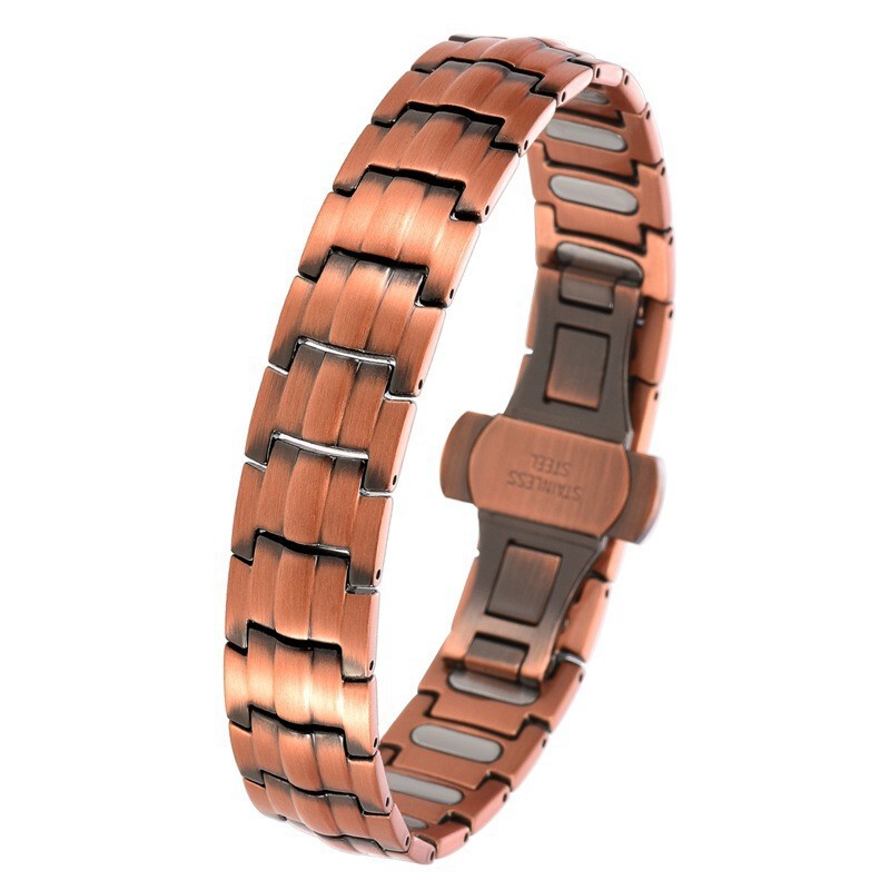 Cross-Border New Product Red Copper Magnetic Bracelet for Men, Simple Square Thickened Energy Magnetic Therapy Bracelet Jewelry, Direct Sales from the Manufacturer Cross-Border New Product Red Copper Magnetic Bracelet for Men, Simple Square Thickened Energy Magnetic Therapy Bracelet Jewelry, Direct Sales from the Manufacturer