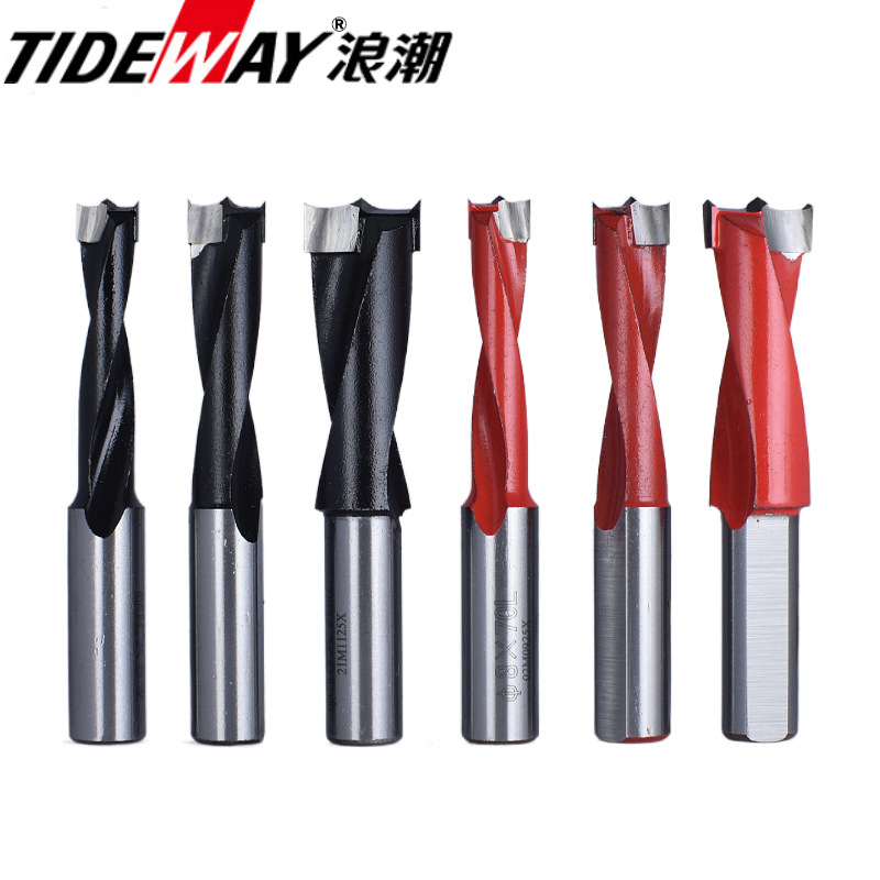 Industrial-grade row drill three-in-one drill bit three-point two-edged woodworking hole opener four-edged forward and reverse drill TIDEWAY wave
