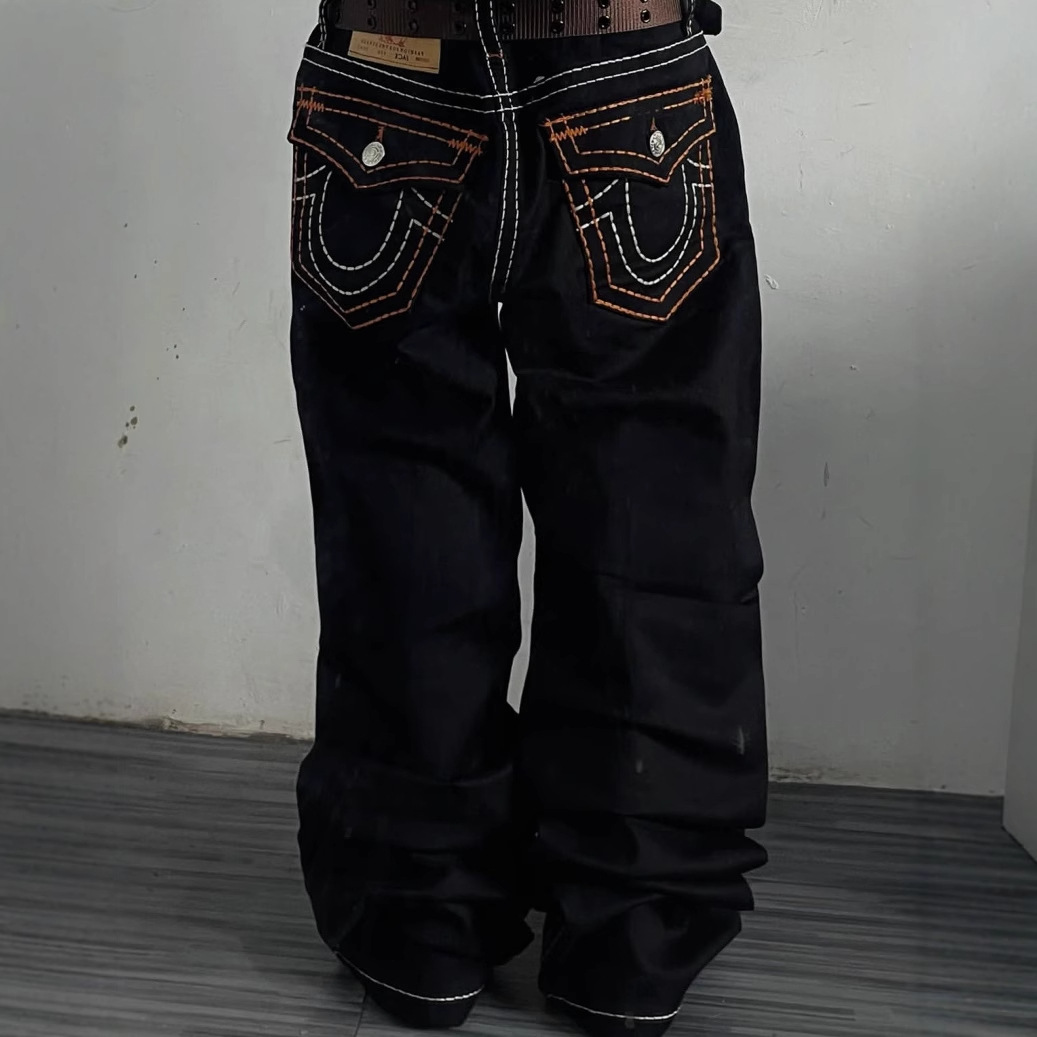 Comercio electrónico transfronterizo American High Street Trendy Brand Jeans Big Buddha Religion Pantalones casuales rectos de pierna ancha Hombres Amazon