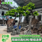 仿真松树定制迎客松盆栽批发假罗汉松盆景玄关盆景仿真松果美人松