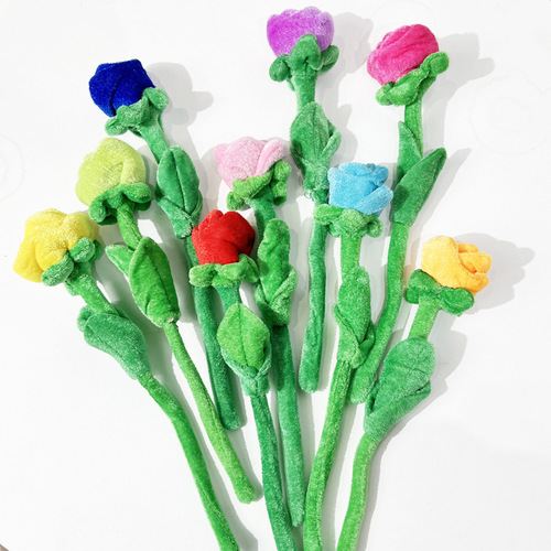 Colorful Rose Bouquet Series Plush Toys, Multicolor, Bendable, Company Exhibition Activity Gift, Festival Gift