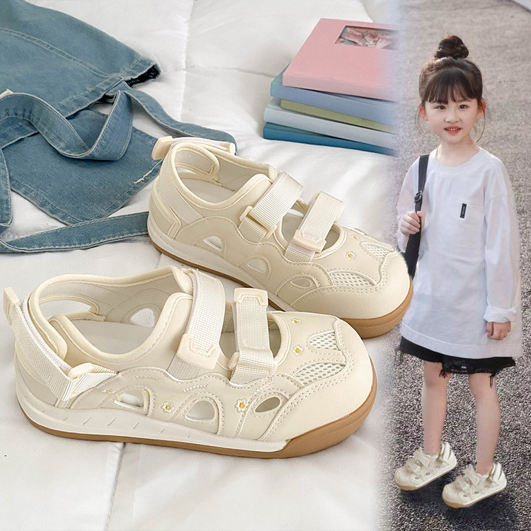 Moda infantil versátil sandalias 2026 verano nuevas sandalias deportivas para niñas malla transpirable zapatos casuales