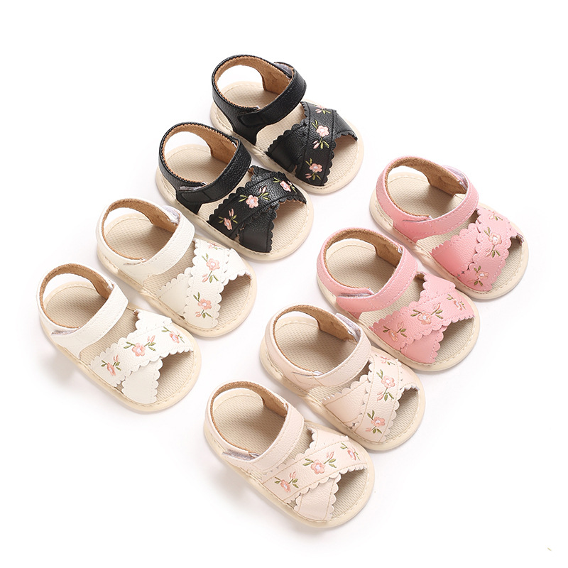 Summer New Embroidered 0-1 Year Old Baby Sandals Baby Shoes Soft Sole Shoes Princess Shoes Baby Pre-Step Shoes