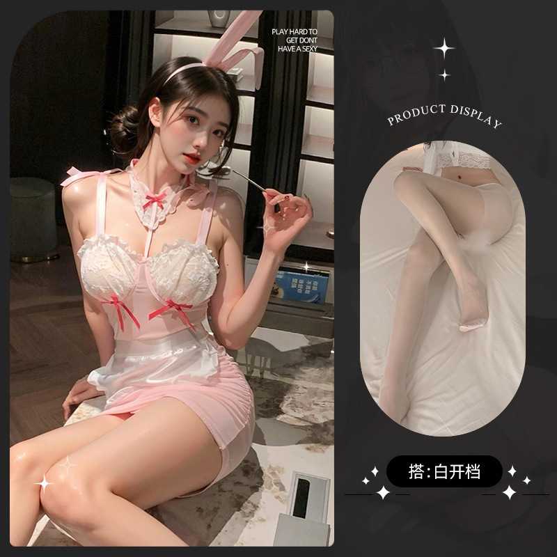 토끼 소녀 + 흰색 오픈 양말