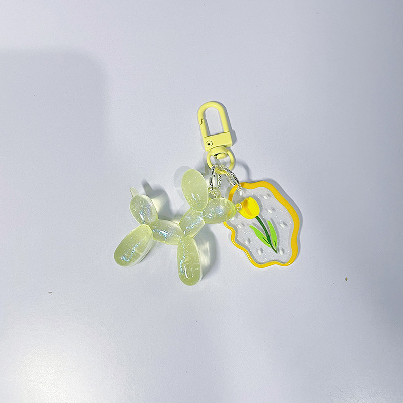 2023 nuevo luminoso cielo estrellado globo perro llavero bolsa colgante color de dibujos animados flor tarjeta joyería