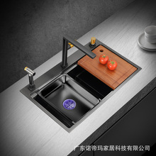 诺帝玛NM679H纳米阶梯高低位水槽解冻沥水台板黄金小R角洗菜盆