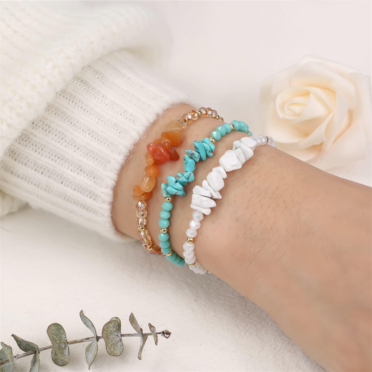 Daily Occasion Ethnic Style Geometric Artificial Crystal Natural Stone Beaded Unisex Drawstring Bracelets