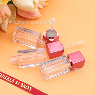 Square Cap Chubby Thick-Walled Square Tube Lip Glaze Tube Small Capacity Lip Gloss Tube Makeup Packaging Material Manufacturer Direct Delivery