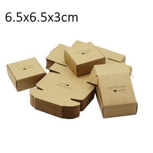 6.5x 6.5x 3cm Hand Made with Love Kraft Paper Birthday Gift Packaging Box
