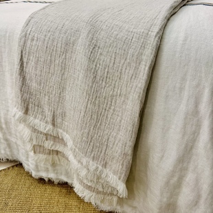 100% Linen Home Blanket Casual Blanket Model Room Designer Light Luxury Style High-End Linen Blanket Summer Cooling Blanket