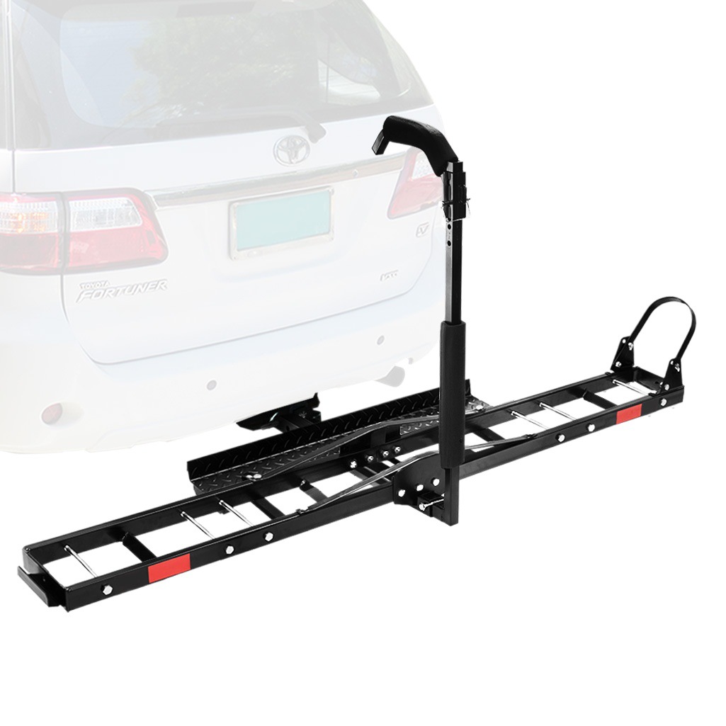 Soporte de carga 227kg con bloque de rueda con varilla fija al aire libre titular de la motocicleta cola del coche marco de la motocicleta