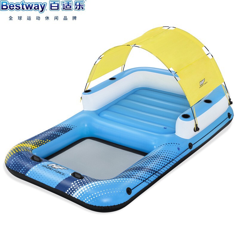 Multi-Person Backrest Floating Bed, Extra Large Covered Water Sunshade Lounge Chair, Floating Air Cushion Mount, Beach Vacation Shooting Props