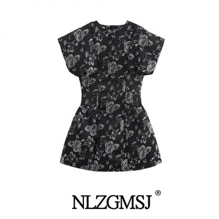2025 spring new women's European and American style simple retro design feeling flying sleeve dress