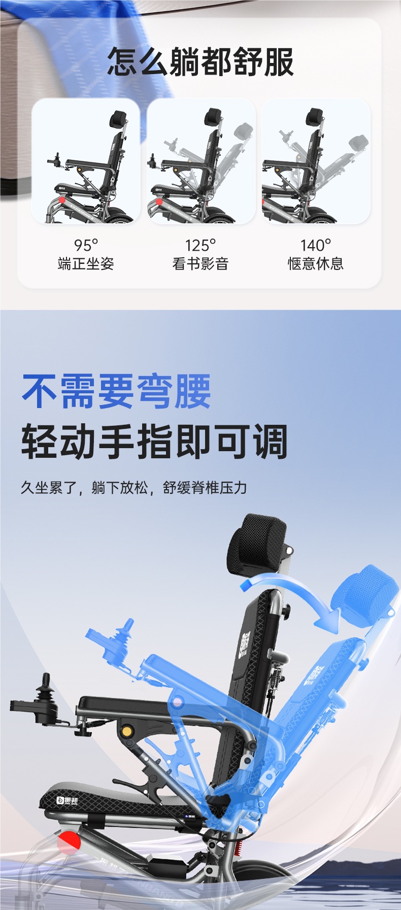 Zhenbang Portable Electric Wheelchair Lightweight Folding Small Intelligent Fully Automatic Mobility Scooter for the Elderly Little King Kong