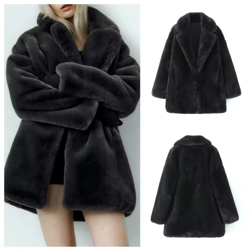 Европейские и американские трансграничные осенние и зимние новые темпераментные дикие искусственные шерстные пальто