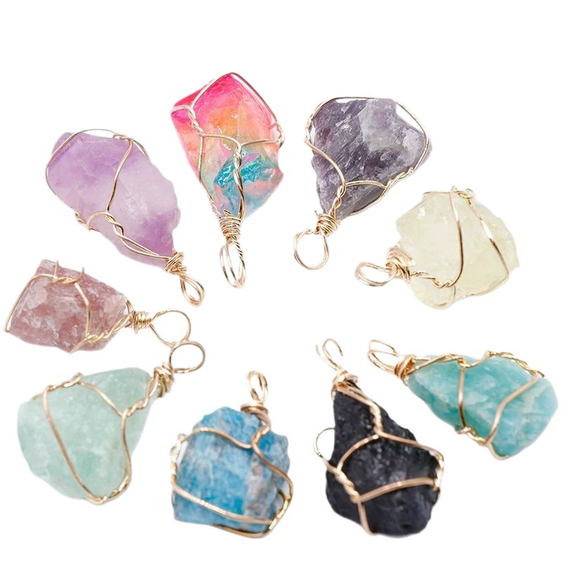 Natural water, crystal, pendant, natural ore, necklace, sweater, accessory, handmade, (Cross-border trading)