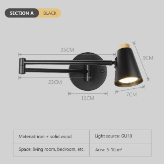 Nórdico led dormitorio cabezal de cama lectura moderna minimalista creativa sala de estar estudio plegable telescópico largo mecedor lámpara de pared