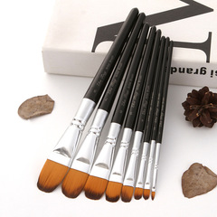 Single Silver-Black Rod Copper Tube Nylon Hair Nail Round Brush Watercolor Gouache Acrylic Brush Manufacturer Wholesale