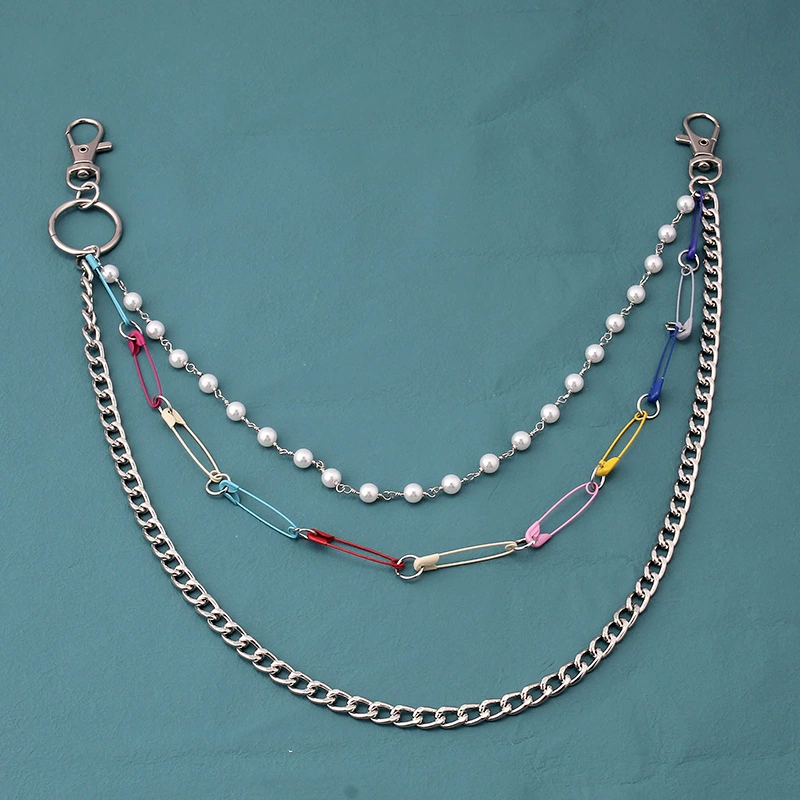 Metal accessory from pearl, brand fashionable multicoloured pin, trousers, European style