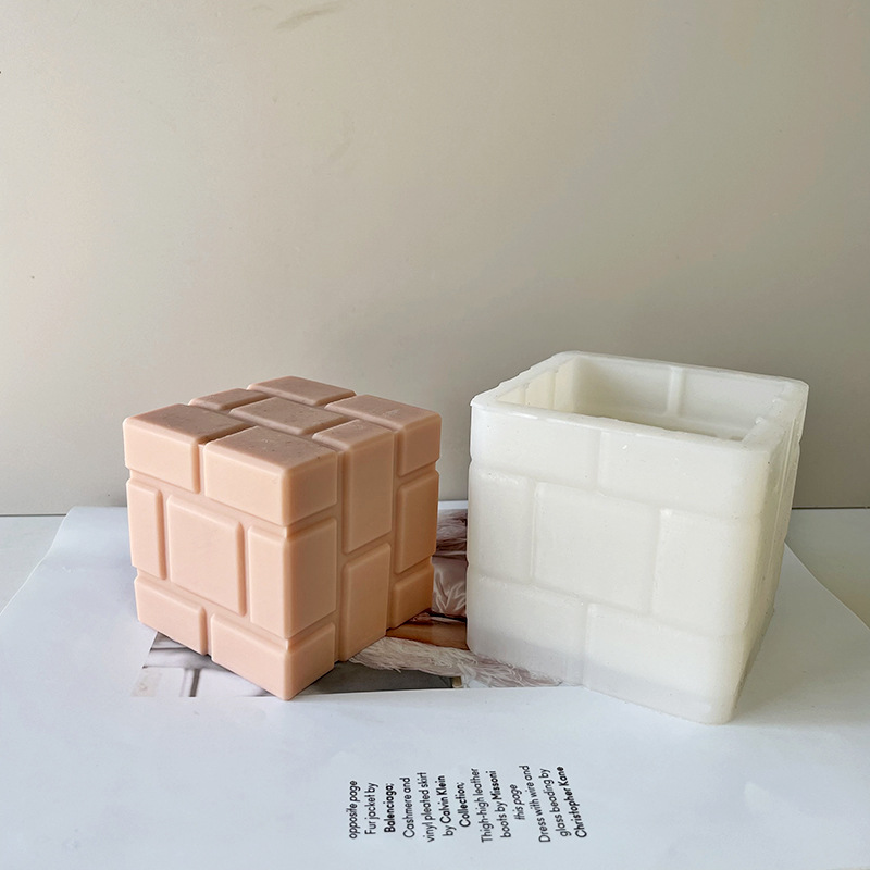 Nuevo creativo cuadrado signo de interrogación hornear molde DIY ladrillo cuadrado aromaterapia vela decoración yeso Silicona