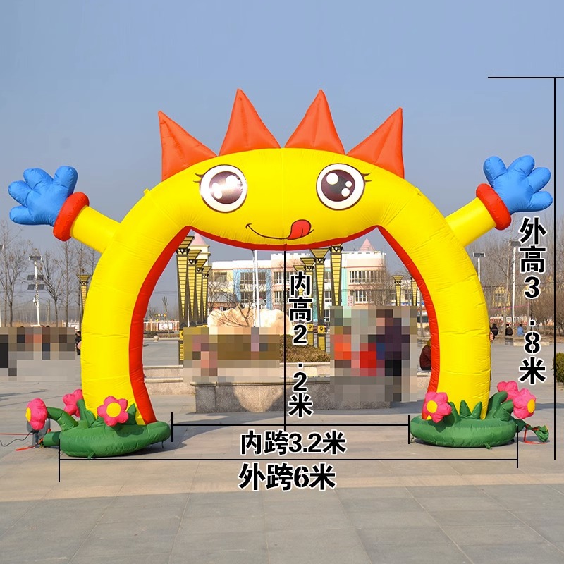 Arco inflable de dibujos animados para escuela primaria, jardín de infantes, puerta inflable de arcoíris, evento de celebración, ceremonia de inauguración, membrana inflable
