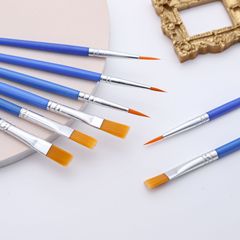 跨境直供兒童DIY平頭丙烯水粉勾線筆尖頭單支塑料藍杆尼龍油畫筆