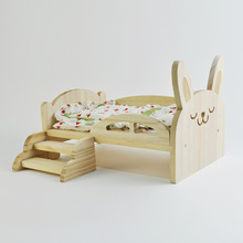 跨境独立站 玩具床 BJD娃娃床宠物床 四季通用木制小床Wooden bed