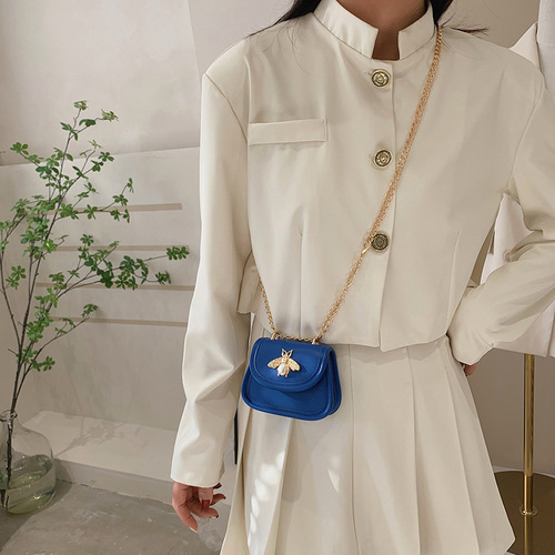 Little Bee Women's Bag 2024 Spring New Mini Saddle Bag Cute Little Girl Crossbody Bag Parent-Child Bag Lipstick Bag