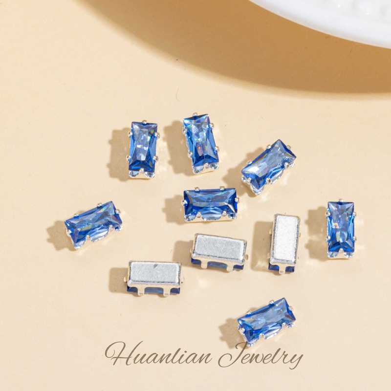 ホット販売長方形カラフルなジルコン爪ドリル diy ブレスレットネックレス衣類靴バッグジュエリーアクセサリープレス爪卸売|undefined